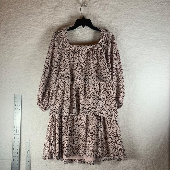 Who What Wear Women's Pink Square Neck Tiered Casual Mini Dress Size S NWOT 9106 - Picture 7 of 9